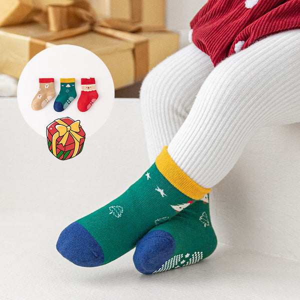 3 Pairs Baby Snowman Santa Claus Christmas Socks