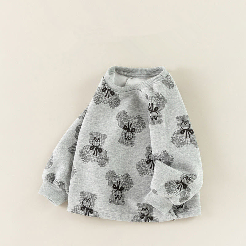 Toddler Bow Teddy Bear Casual Sweatshirt