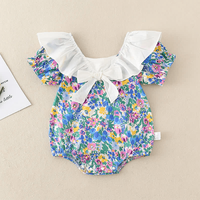 Baby Flounced Bowknot Flower Bodysuit
