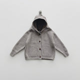 Toddler Solid Color Casual Hooded Knitted Coat