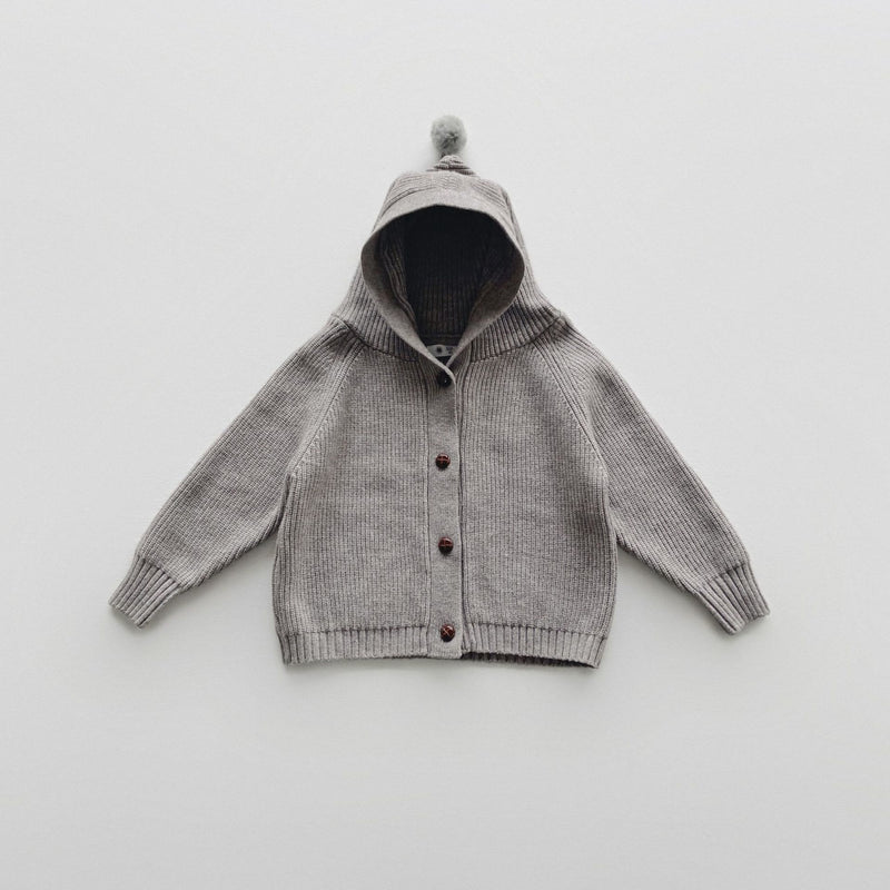 Toddler Solid Color Casual Hooded Knitted Coat
