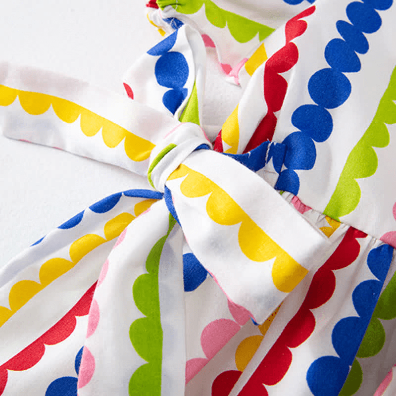 Toddler Colorful Dot Square Neck Dress