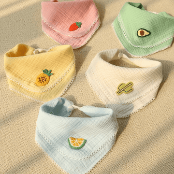 Baby Embroidered Fruit Absorbent Bib 1 Piece