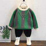 Toddler Boy Vertical Stripe Design Knitted Sweater