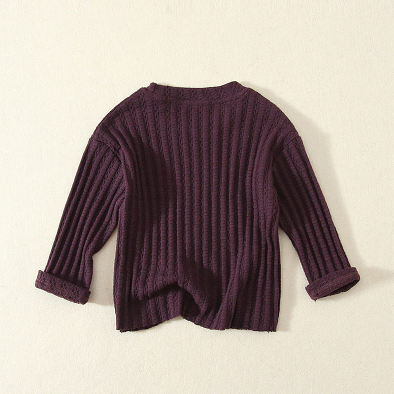 Toddler Ribbed Solid Color Ripped Sweatshirt
