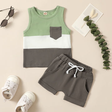 Baby Color Block Tank Top and Shorts Set