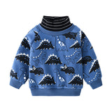 Toddler Boy Dino Turtleneck Fleece Lined Sweatshirt