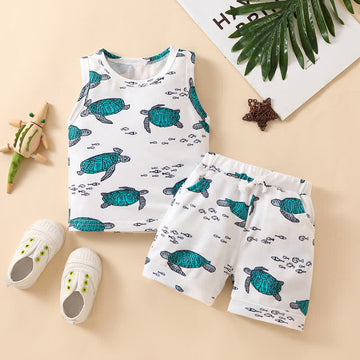 Baby Turtle Sleeveless Tee and Shorts Set
