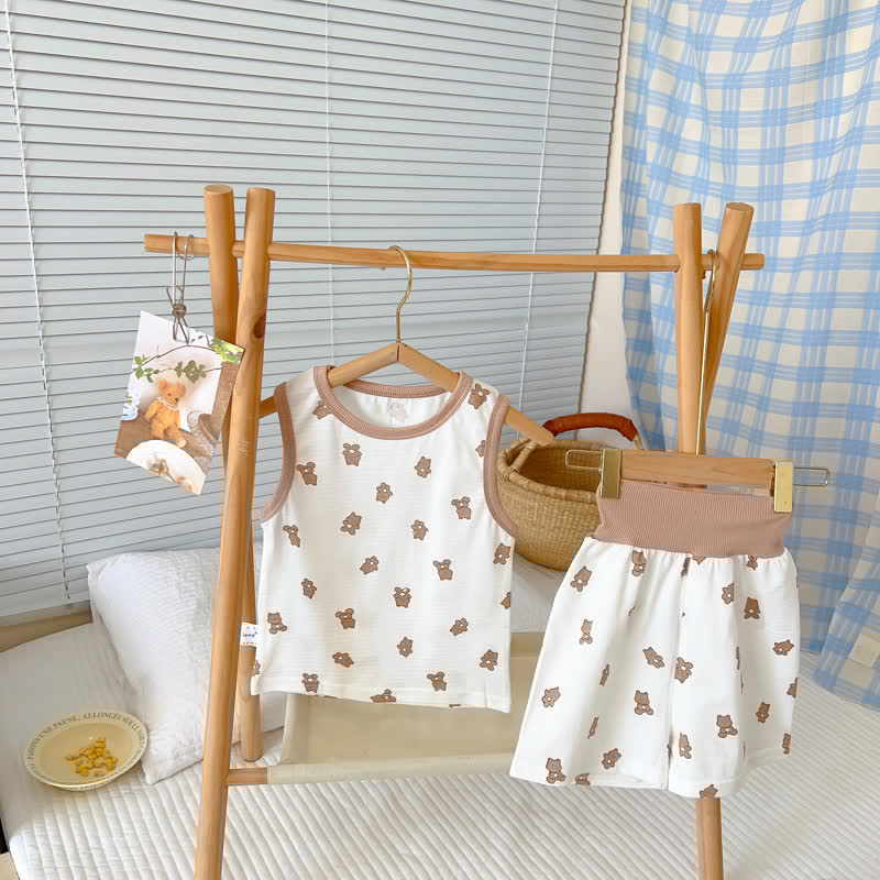Toddler Bunny Bear Sleeveless Pajamas Set