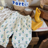 Toddler Plaid Letters Cactus Elastic Waist Pants