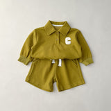C Toddler Polo Collar Pullover and Shorts Set