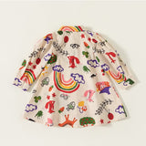 Toddler Girl Rainbow Cactus Lapel Collar Dress