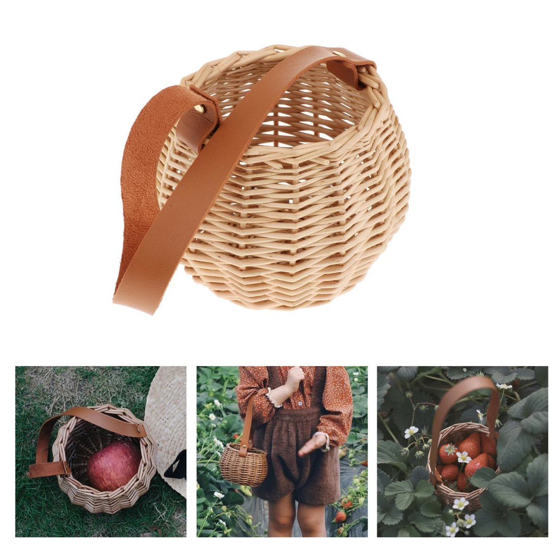 Woven Leather Handle Storage Basket