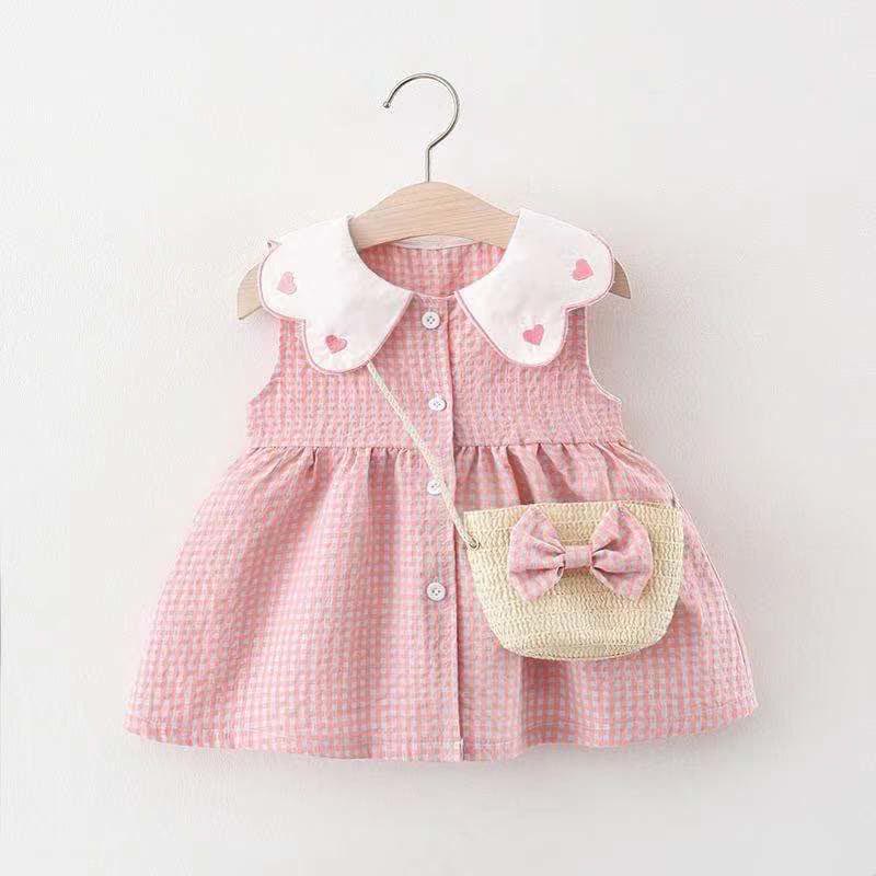Baby Plaid Heart Dress with Bag