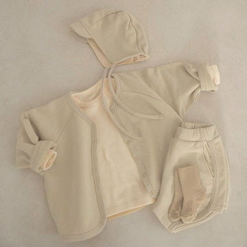Baby Solid Color 3 Pieces Set with Bonnet