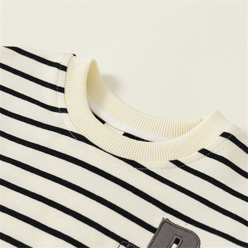 B Toddler Striped Fake Pocket Black Sweatshirt