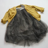 Toddler Girl Plaid Stitching Mesh Dress
