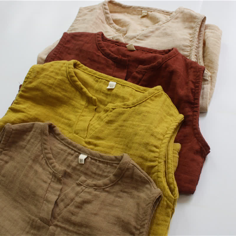 Toddler Retro Solid Color V Neck Tank Top