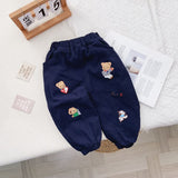Toddler Embroidered Bear Dog Casual Pants