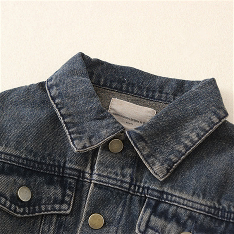 Toddler Black Denim Retro Style 2 Pieces Set