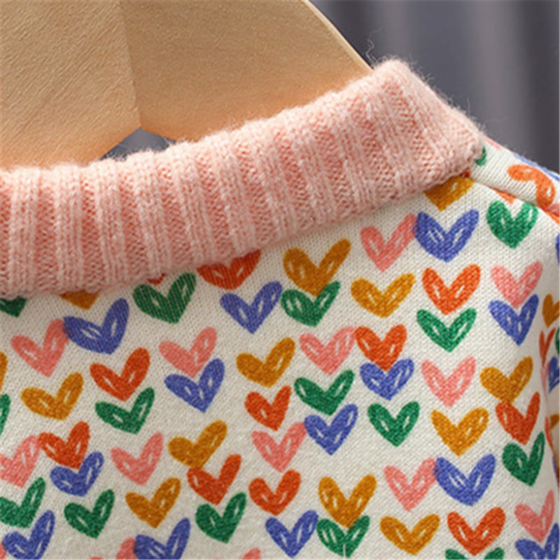 Toddler Girl Multicolor Heart Knitted Sweater