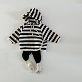 Toddler Striped Casual Hooded Shirt