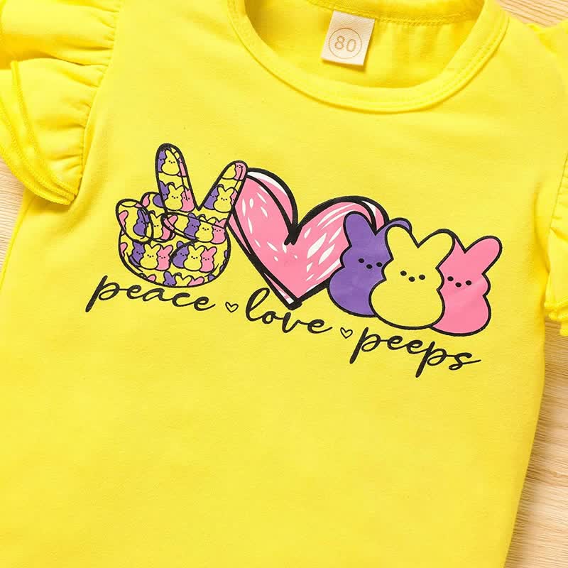 PEACE LOVE PEEPS Toddler Girl Bunny 3 Pieces Set