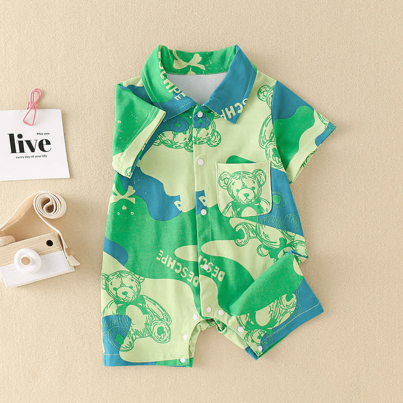 DESCHPE Baby Bear Polo Collar Romper
