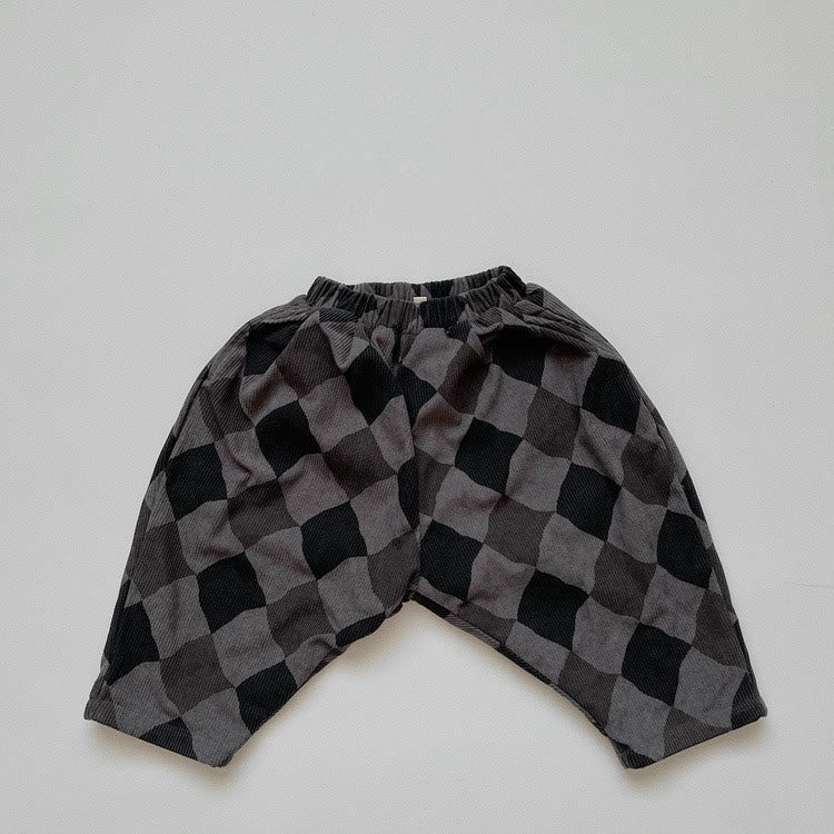 Toddler Fleece Corduroy Retro Style Plaid Pants