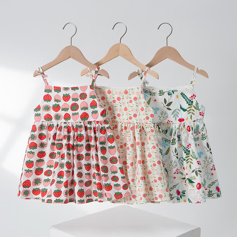 Toddler Strawberry Cherry Flower Sling Dress