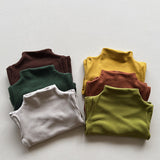 Toddler High Collar Solid Color Warm T-shirt