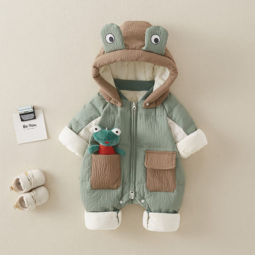 Baby Frog Down Snowsuit Romper with Doll