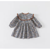 Toddler Girl Retro Flower Lapel Collar Dress