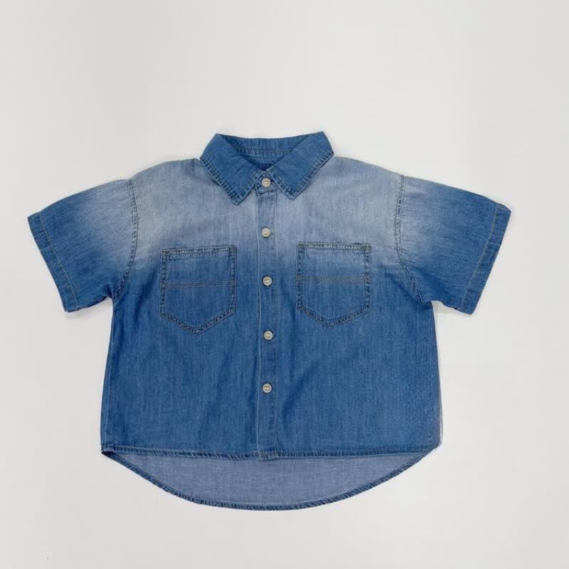 Toddler Boy Denim Pocket Polo Collar Shirt