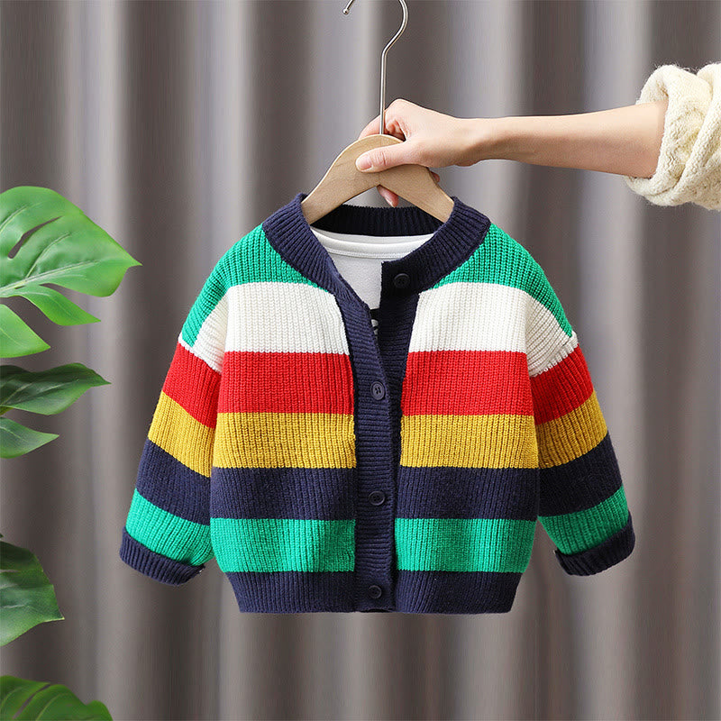 Toddler Boy Striped Button Design Sweater