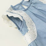 Toddler Girl Lace Trim Denim Dress