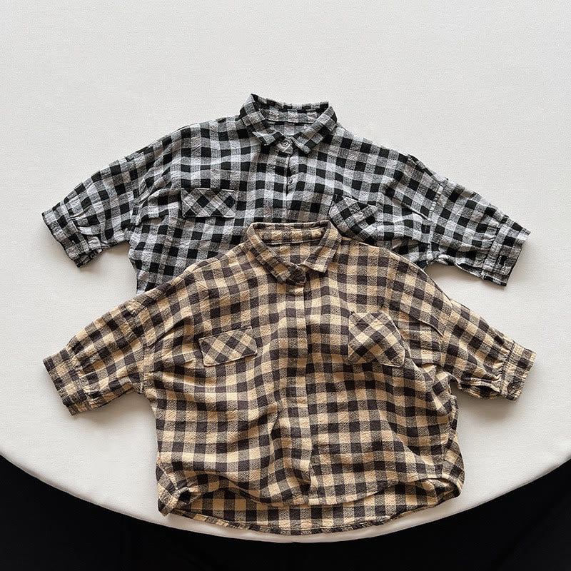 Toddler Boy Plaid Linen Polo Shirt