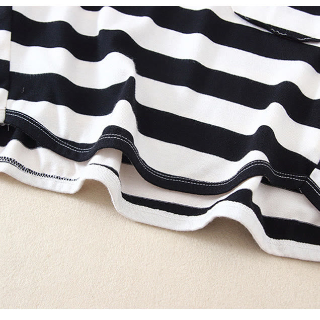 Toddler Round Neck Pocket Striped Casual Sweatshirt
