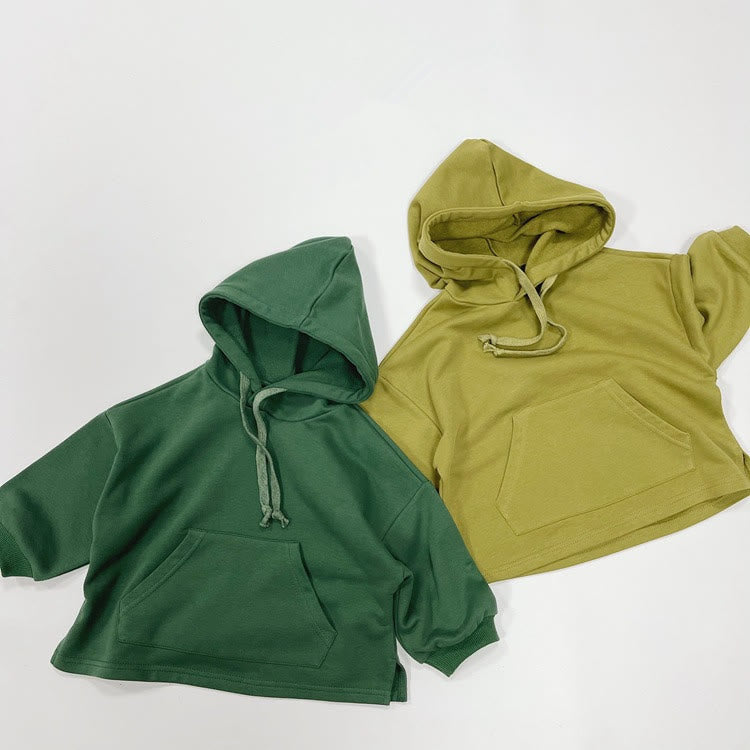 Toddler Casual Pocket Solid Color Hoodie