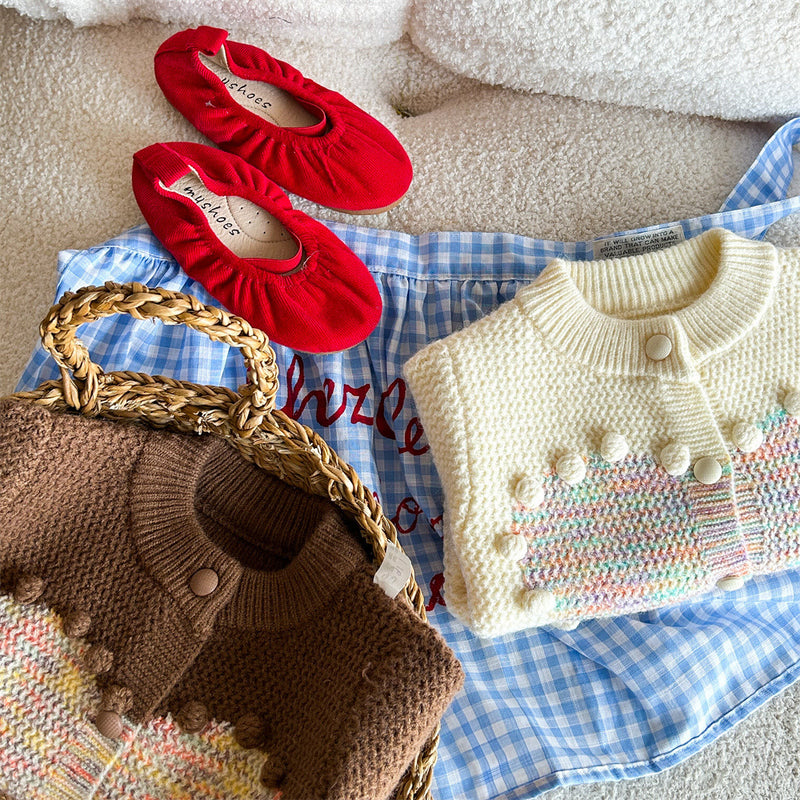 Toddler 3D Dots Heart Knitted Cardigan