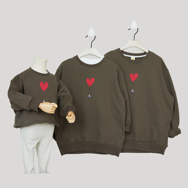 Family Matching Heart-shaped Balloon Sweatshirt