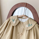 Toddler Collar Flower Button Coat