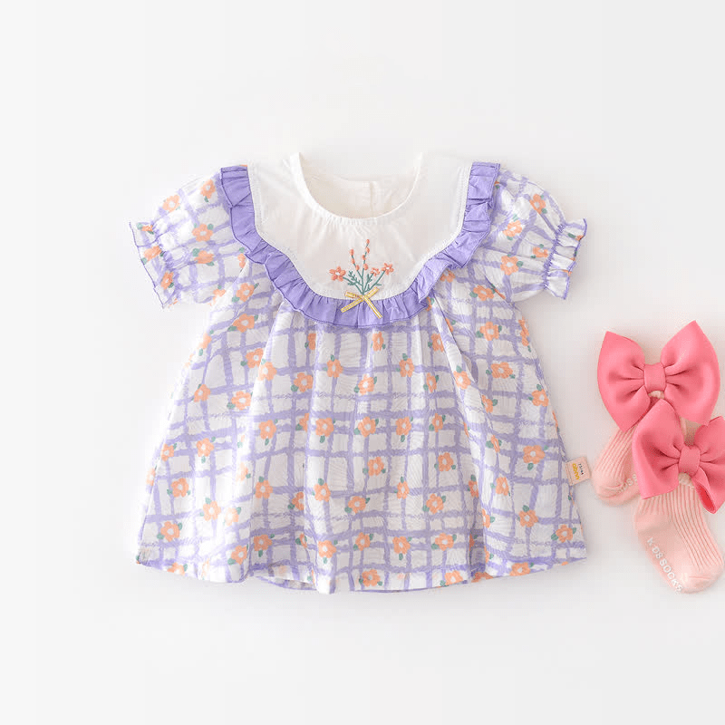 Baby Toddler Plaid Flower Dress