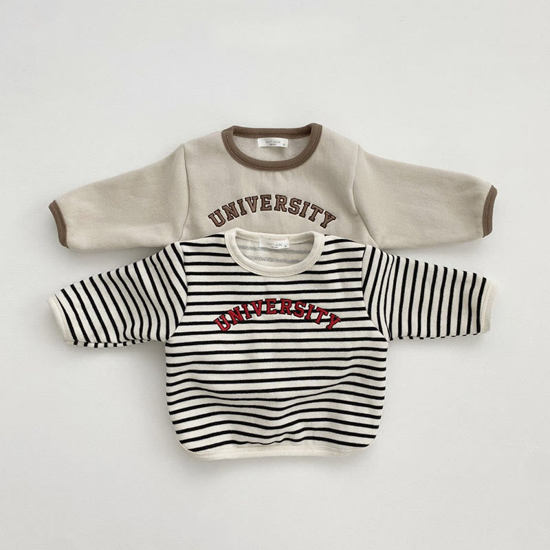 UNIVERSITY Baby Slogan Striped T-shirt