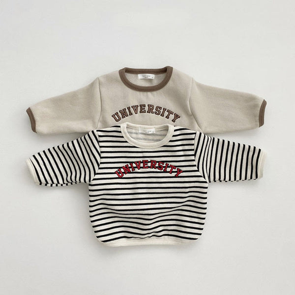 UNIVERSITY Baby Slogan Striped T-shirt