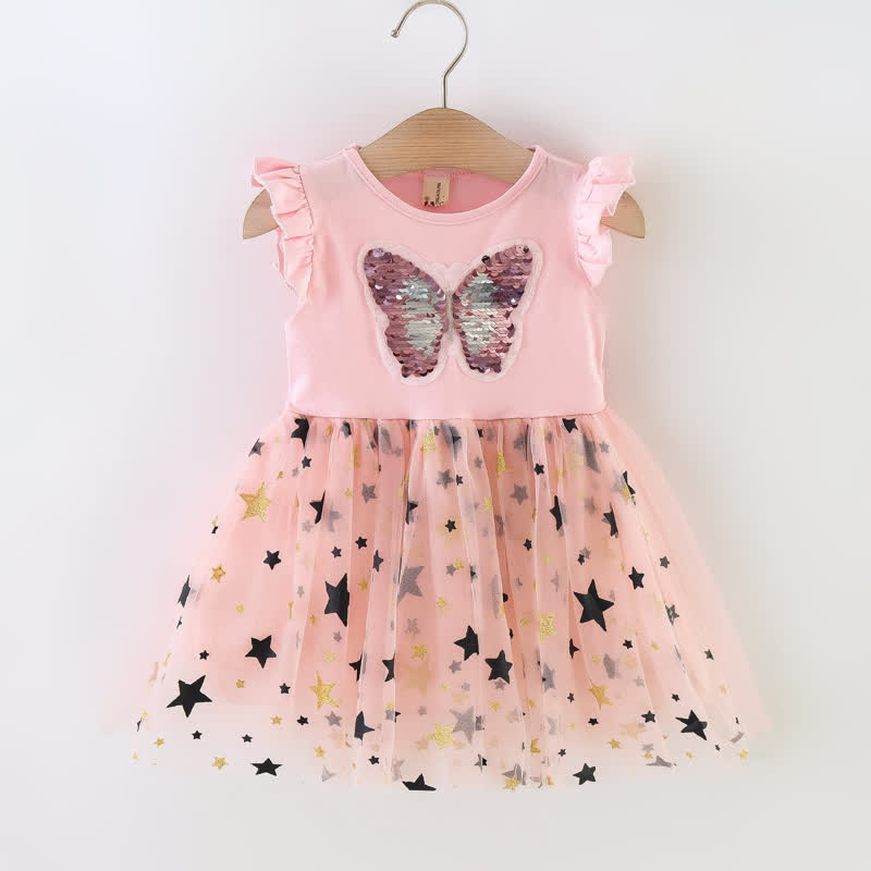 Baby Butterfly Star Splicing Mesh Dress