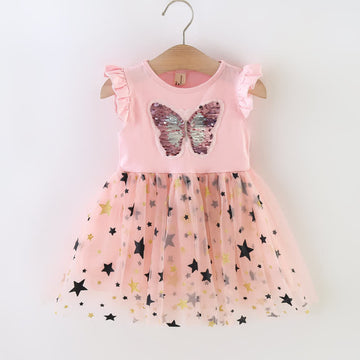 Baby Butterfly Star Splicing Mesh Dress