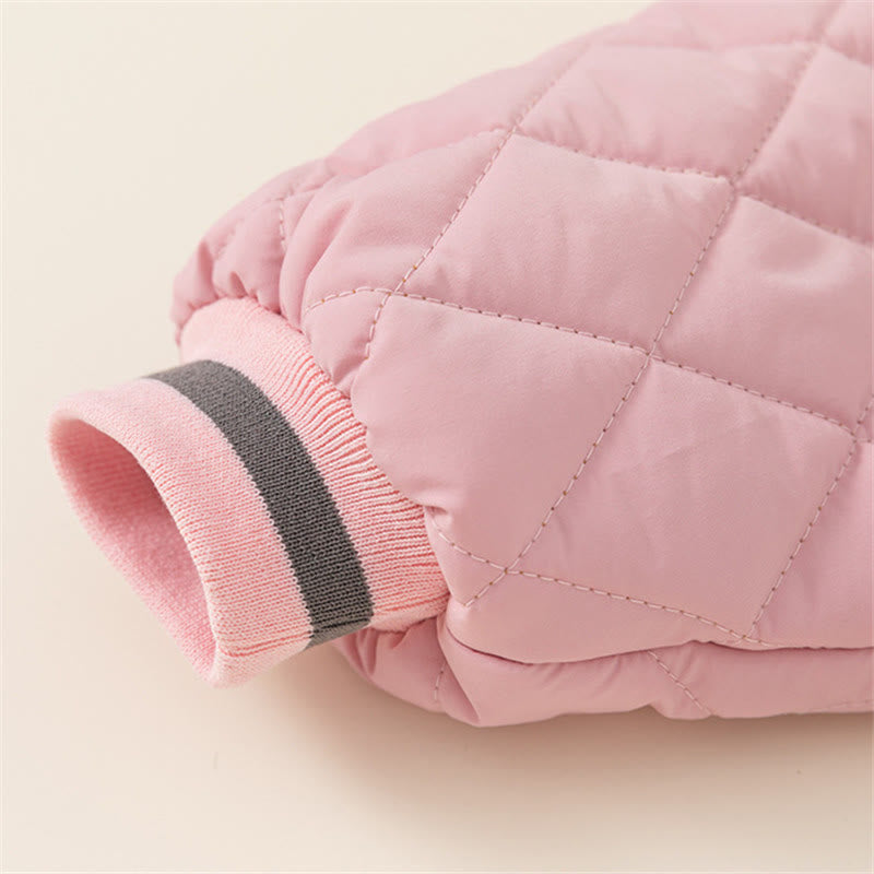 C Toddler Contrast Sleeves Letter Loose Quilted Coat