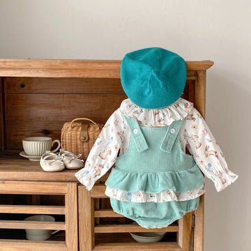 Baby Green Corduroy Romper