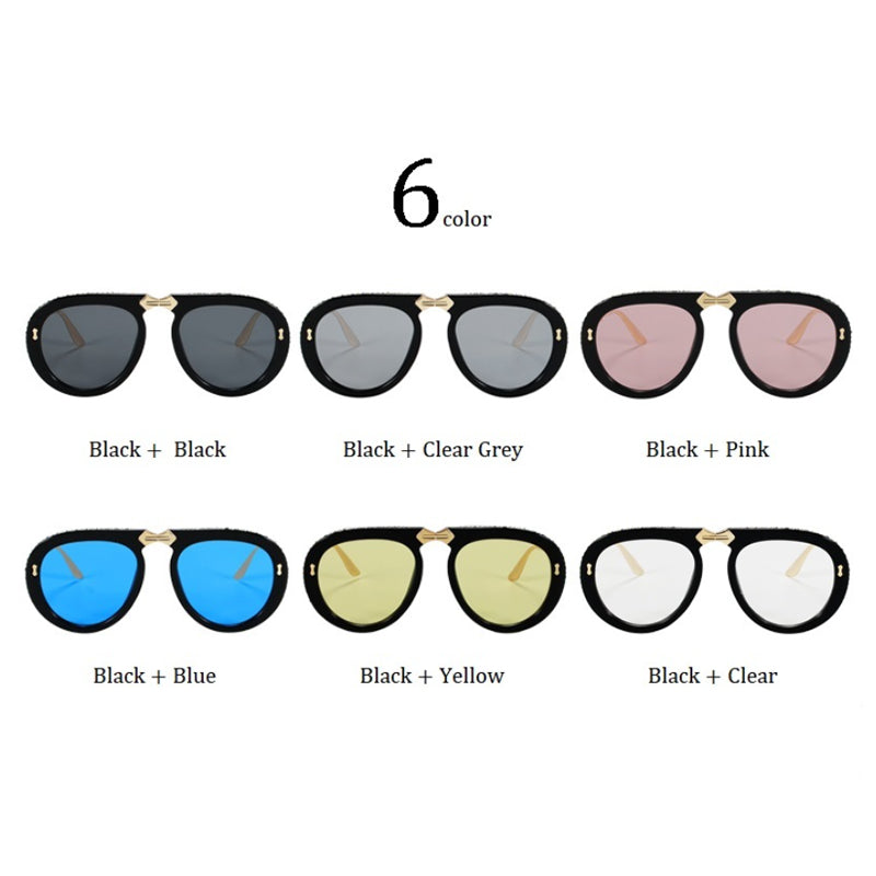 Luxury Gradient Lens Retro Clear Aviator Sunglasses